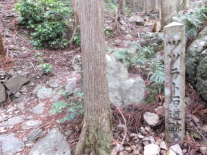 石畳とツヅラト赤道跡の標石（ツヅラト峠～志子登り口）